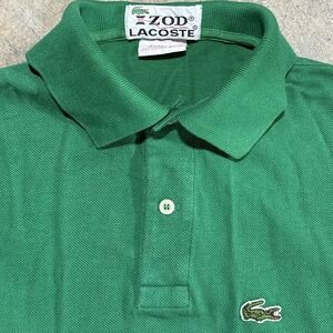 VTG 1970s 70s Tennis Preppy LIME GREEN Cotton Lacoste Polo Shirt IZOD Homme Sz S